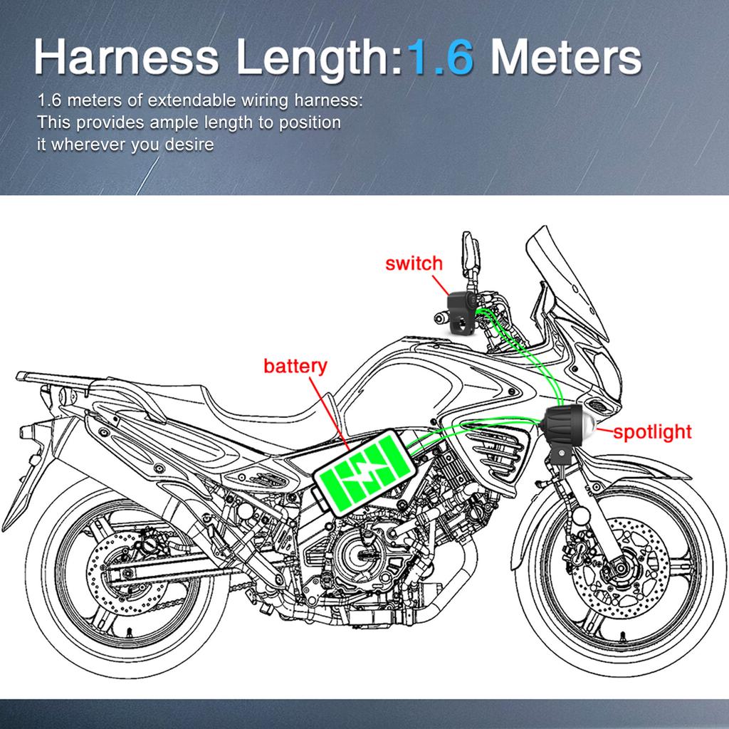 LED Light Bar Wiring Harness Kit, 180W 3 S 16 AWG LED Motorcycle Wiring Harness with 12V 40A Relay and Control Switch