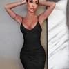 2024 New Summer Fashion: European & American V-neck Slim Sexy Backless Women's Dress