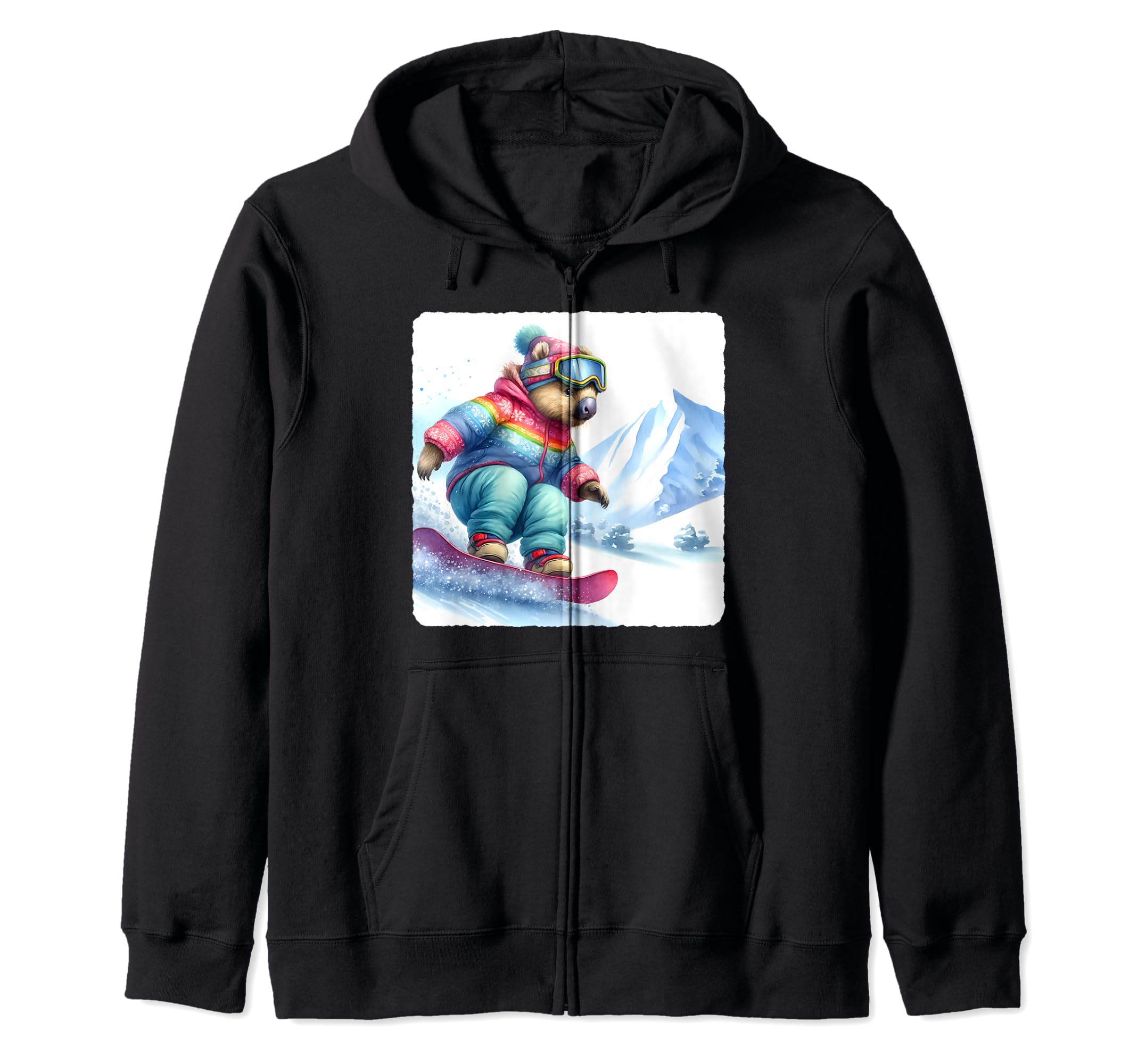 

Wombat Snowboard. Snow Peaks Winter Zip Hoodie for Snowboarders