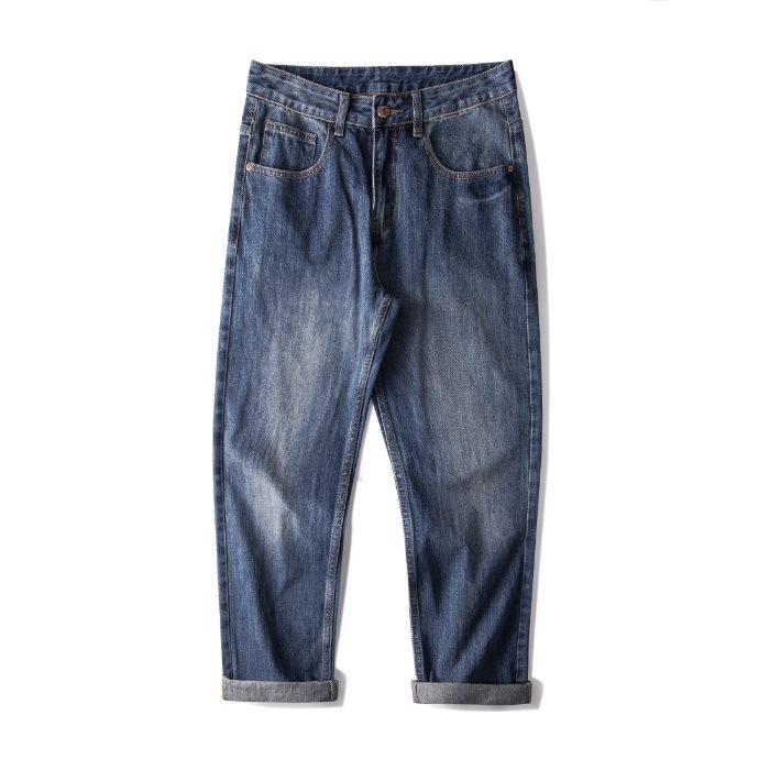 

Весенне-летние тонкие джинсы классического свободного прямого кроя, универсальные 40 синий