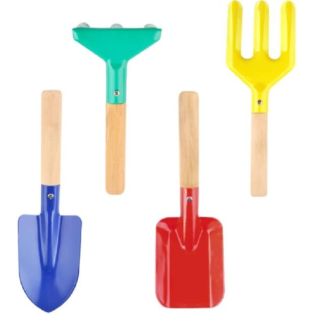 

6 Piece Kids Beach Tools,Children Beach Sand Toys, Made of Metal with Sturdy Wooden Handle,Safe Beach Gardening Set,Snow Shovel,Spoon, Fork, Trowel, size2