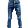 Pánská móda Značka Tenký design Džíny Malá noha Kalhoty Streetwear Hip Hop Personalizovaný zip Pánské zipy Motorkář Dlouhé kalhoty