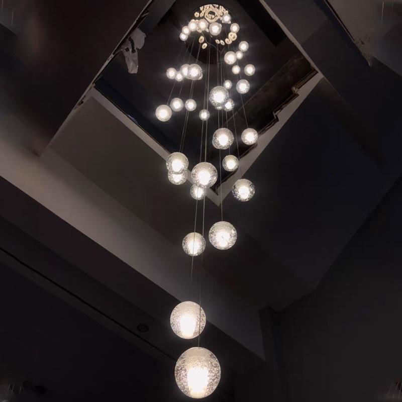 Modern Minimalist Living Room Chandelier Crystal Ball Indoor Lighting Spiral Staircase Light Bedroom Restaurant LED Chandelier