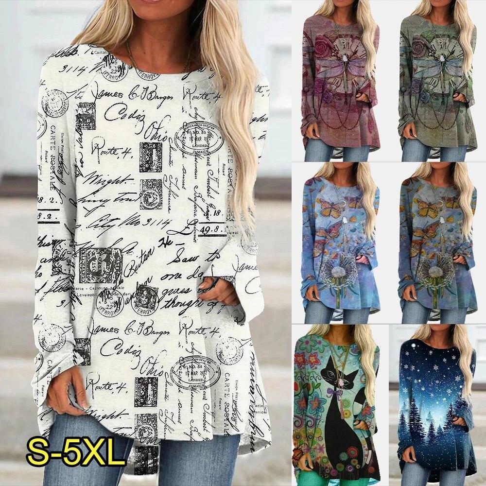 

Новинка 2023 года, женские топы, футболка с 3D принтом «Математика и геометрия», повседневная праздничная осенняя повседневная домашняя рубашка с длинными рукавами, круглый вырез, XS-8XL