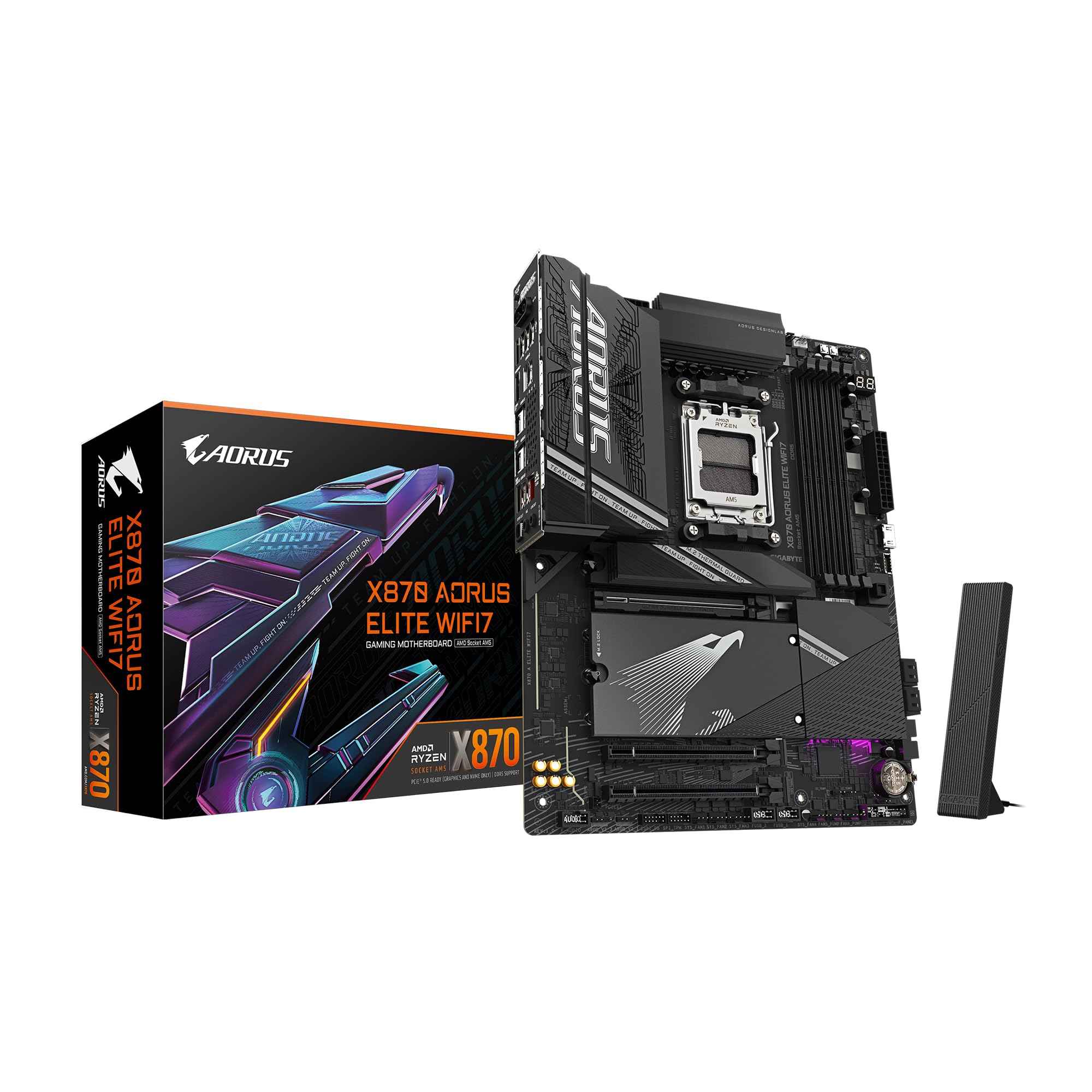 

GIGABYTE X870 AORUS Elite WIFI7 AM5 LGA 4X PCIe 1718, ATX, DDR5, M.2, 5.0, USB4, Wi-Fi 7, 2.5GbE LAN, EZ-Latch, Q-Flash.