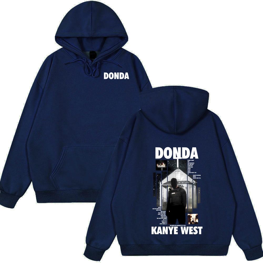 Rapper Kanye West Donda Stampa Double Sided Felpa con Cappuccio Uomo Donna Top Hip Hop Moda Musica Pop Abbigliamento Felpe Oversize Vintage da Uomo
