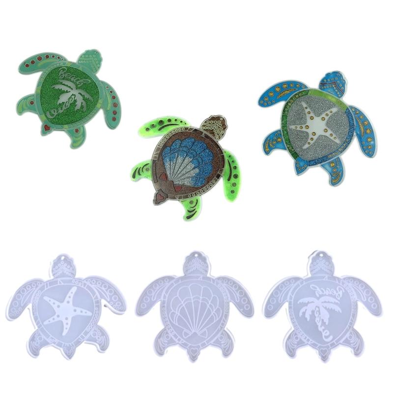 Shiny Glossy for Turtle Shape Ornament Silicone Epoxy Resin Mold DIY Keychain Pendant Jewelry for Valentine Gift Craft