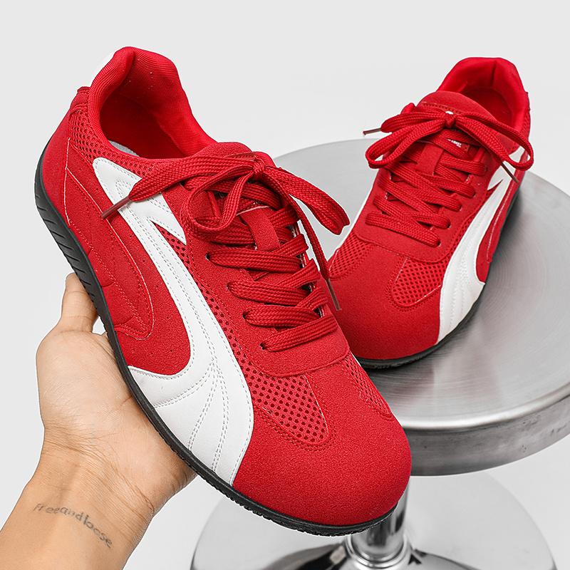 Trendy Red Casual Sneakers Low Top Men's Designer Sneakers Streetwear Hip Hop Shoes Men Breathable Flat Men Vulcanized Shoes