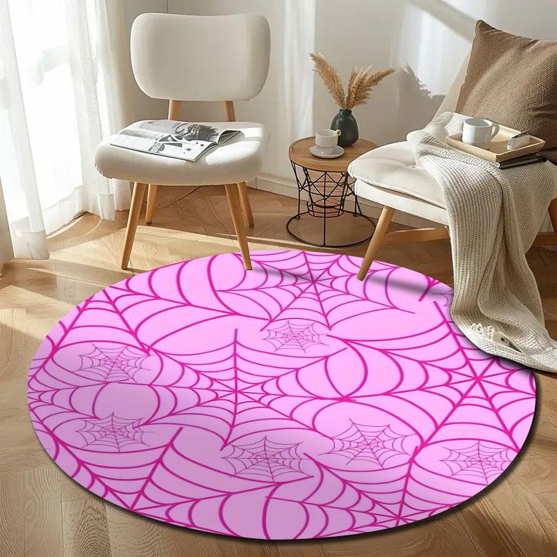 Minimalist Round Floral Multicolor Rug Pad, Non-Slip Floor Mat for Family Room