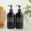 Juego de dispensador de jabón para platos de 500 ml para fregadero de cocina, jabón de manos, platos, detergente, botella de almacenamiento, botellas rellenables, color negro y blanco