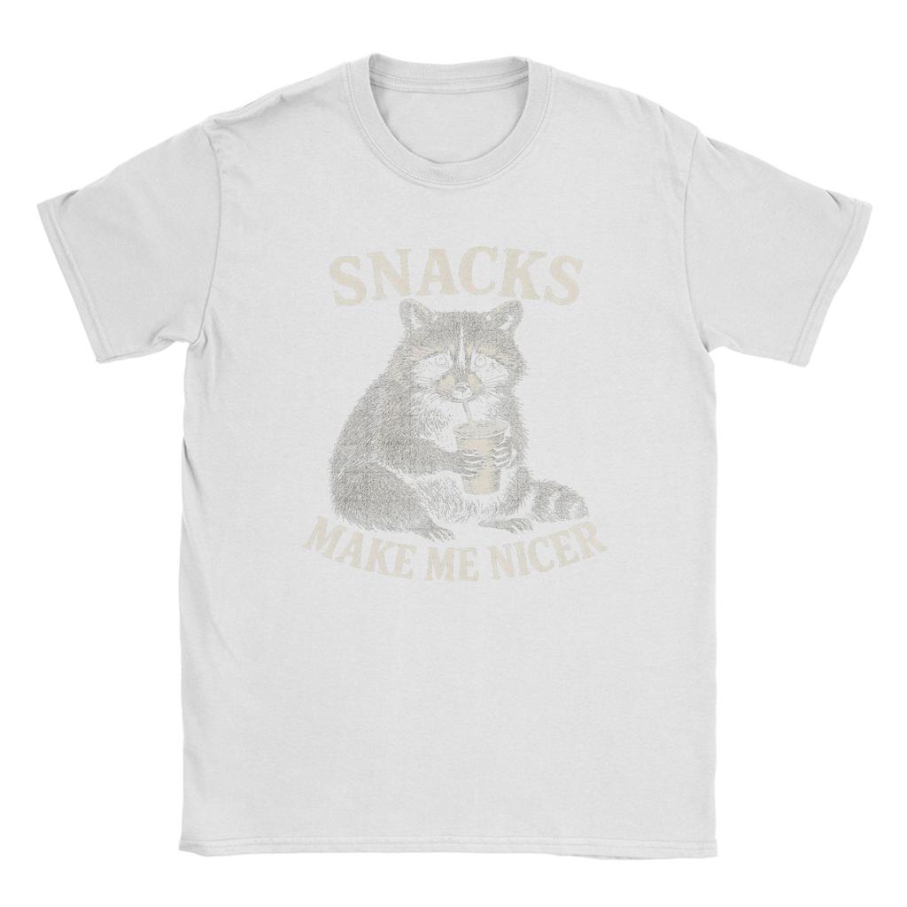 Snacks Make Me Nicer Raccoon Animal Sarcastic Saying Raccoon T Shirt Summer  Cotton TShirts For Unisex Hip Hop Design Tshirt