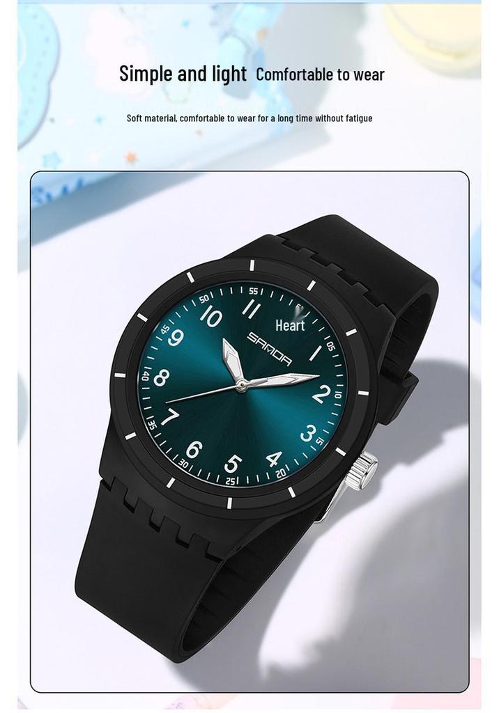 Sanda Unisex Waterproof Exam Quartz Watch for Middle School Students - Korean Style, Simple, Luminous, Sports Design