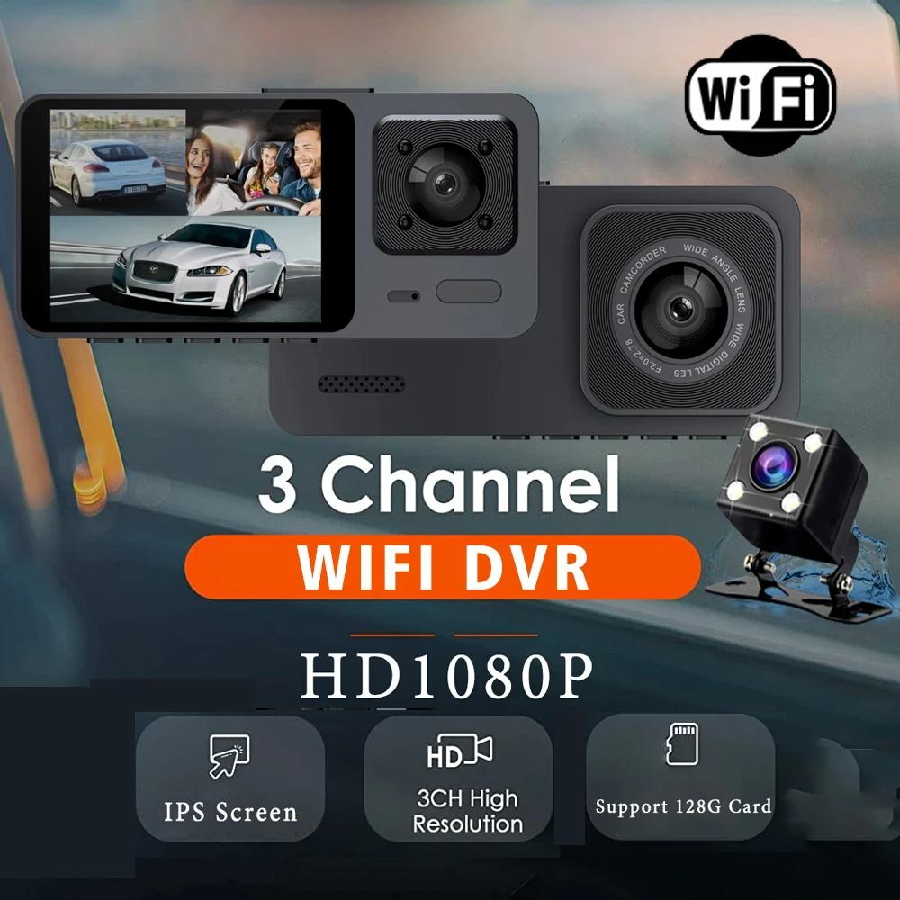 Neuer 4K 3-Kanal-Fahrtenrekorder Auto-DVR Vorder- und Rückansichtskamera WIFI-Videorecorder Nachtversion Auto-Fahrtenrekorder Black Box