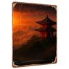 Chinese Ancient Architecture Sunset Clouds Art Custom Iron Wall Decor for Living Room Study