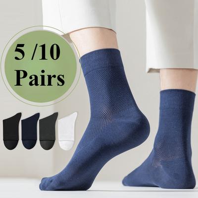 10 Perechi Șosete Bărbați Tub Mediu Plasă Foarte Subțiri Dezodorizante Absorbante de Transpirație Respirabile Șosete Business Casual Șosete Lungi pentru Bărbați la Modă