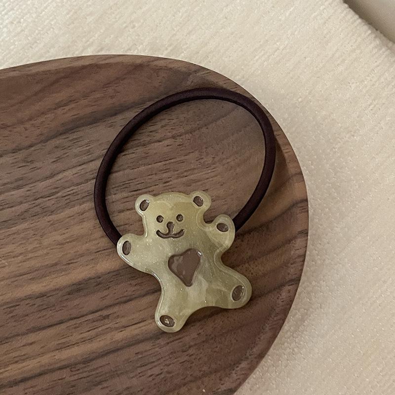 

Милая мультяшная резинка для волос с медведем - Красочная резинка-держатель для хвостика с сердечками для девочек и женщин