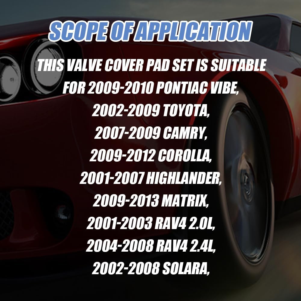 VS50530R Kleppendeksel Pakking Afdichting Compatibel met Toyota Camry Corolla Highlander RAV4, Scion TC XB, Pontiac Vibe, 2.0L/2.4L 2AZFE 112130H010