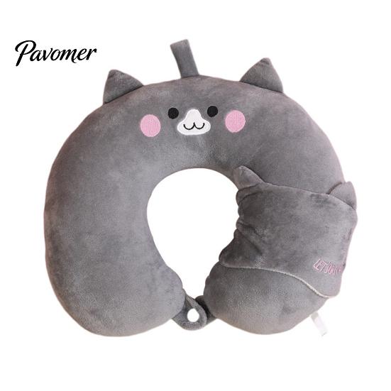 Neck Support Pillow 1 Set U-Shaped with Eye Mask, Pillow, Cute Animal Lightweight U-shaped Design, Travel for Road Trip Flight Pain Relief