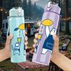1PC Raincoat Bear And Small Pet 750ml Color Plastic Sports Water Bottle Leakproof Flip Straw Lid Suitable for Sports Office Home Use