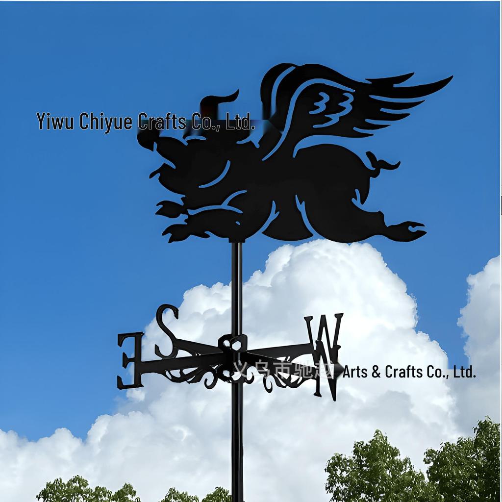 Weather Vane Ornament: Outdoor Wrought Iron Spray-Painted Roof Decoration Metal Craft