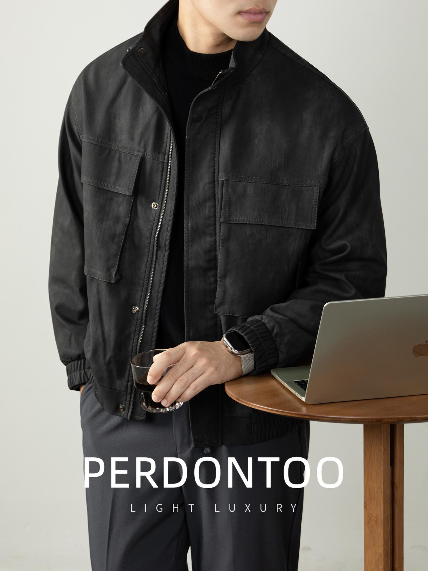 

Melillard Vintage-Style Men s Motorcycle Leather Jacket with Patch Pockets - Autumn/Winter High-End Loose Fit. M чорний