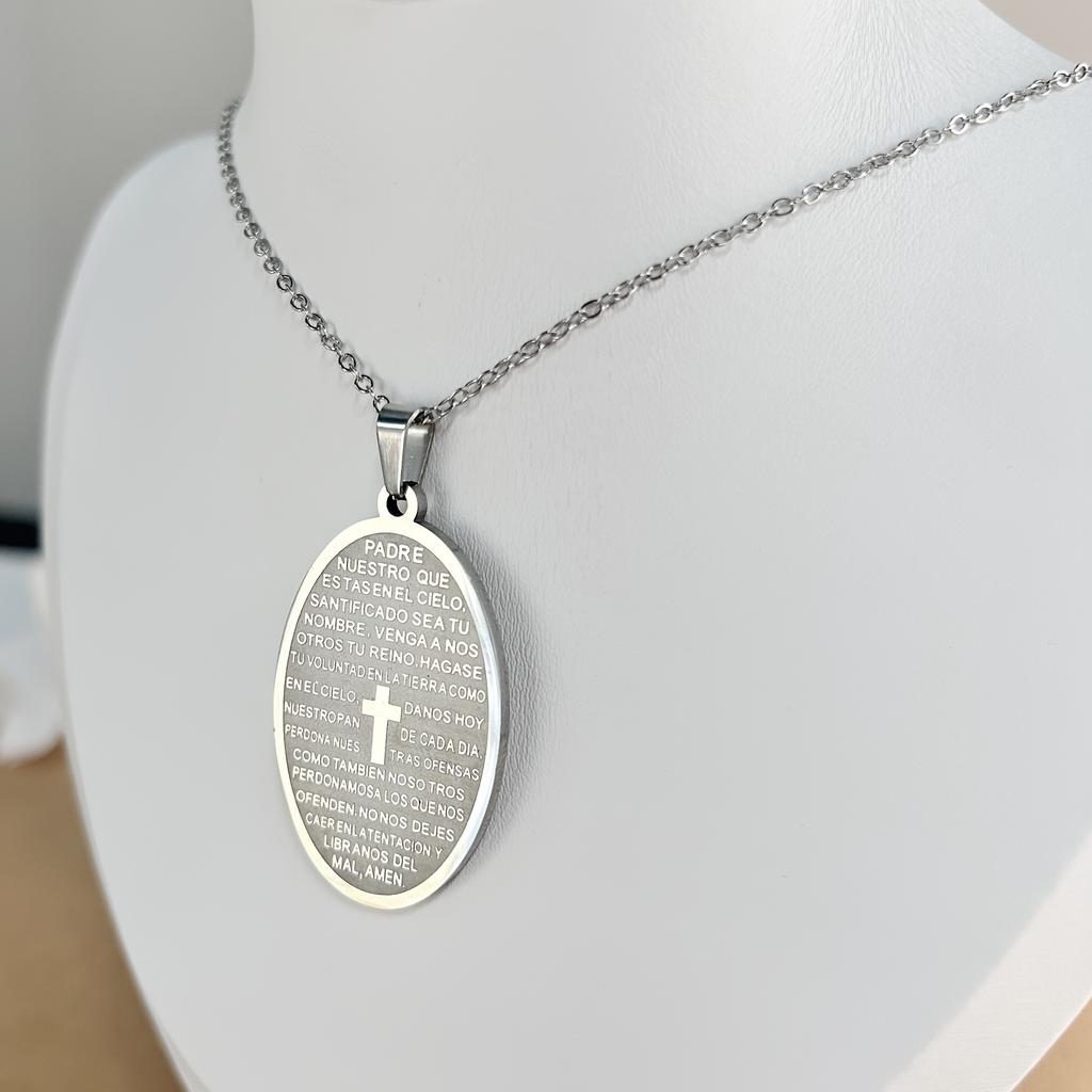 One Piece Stainless Steel Christian Prayer Necklace Bible Verse Cross Necklace Faith Necklace Pendant Unisex