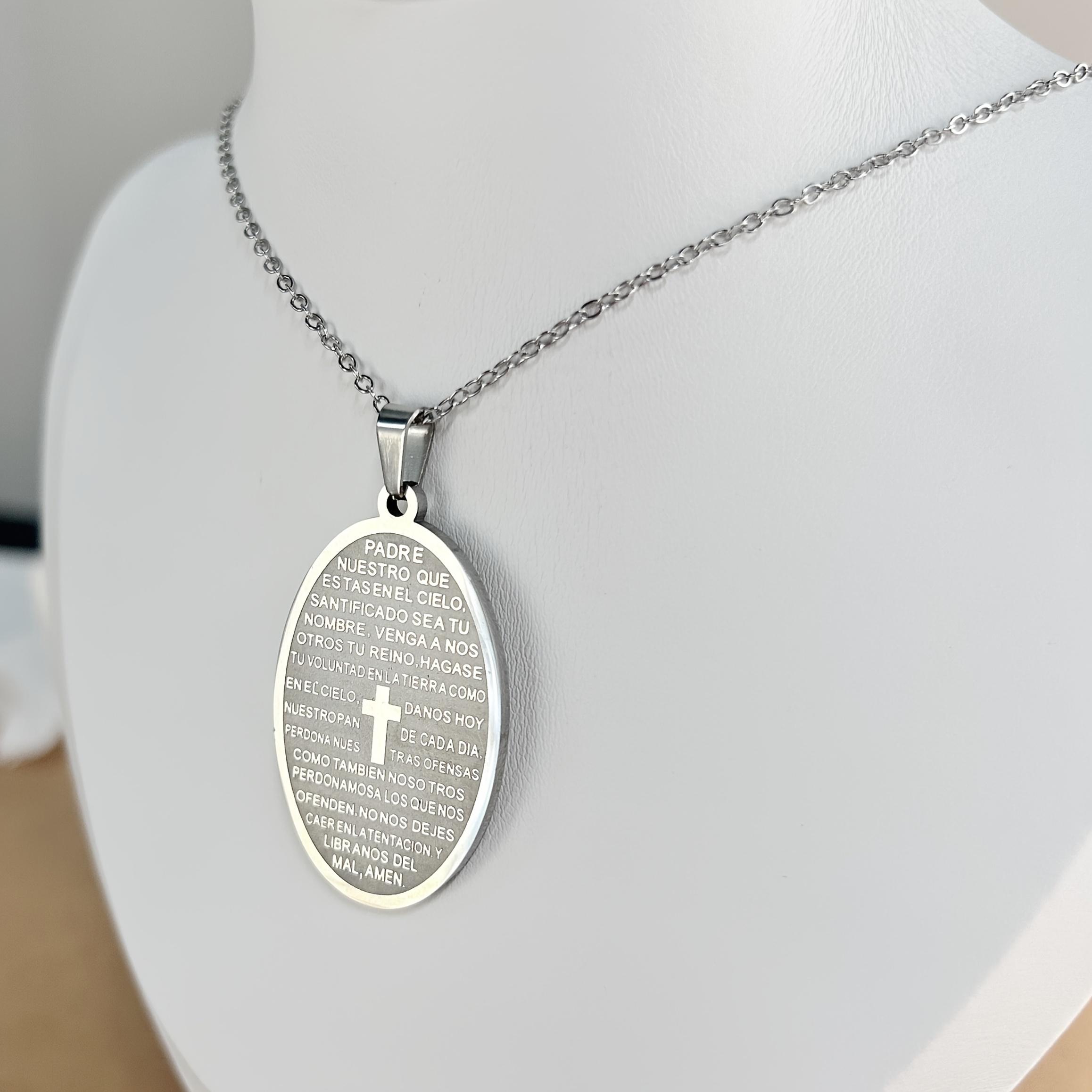 

Цельное ожерелье с христианской молитвой из нержавеющей стали, ожерелье с крестом и библейским стихом, ожерелье с подвеской Вера , унисекс