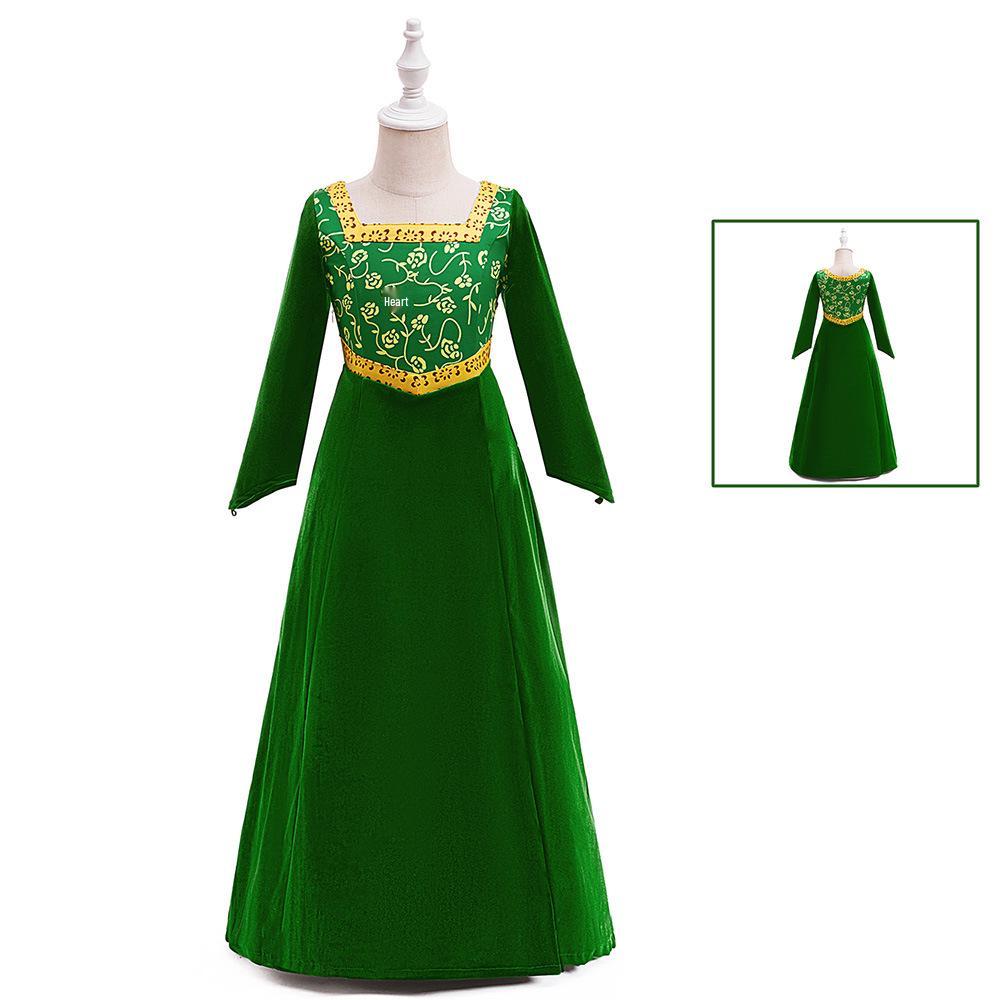 Vestito Cosplay Verde Principessa Fiona di Shrek per Bambini