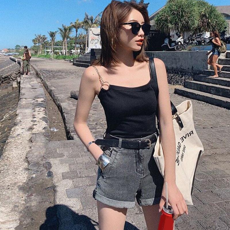 one shoulder spaghetti strap top