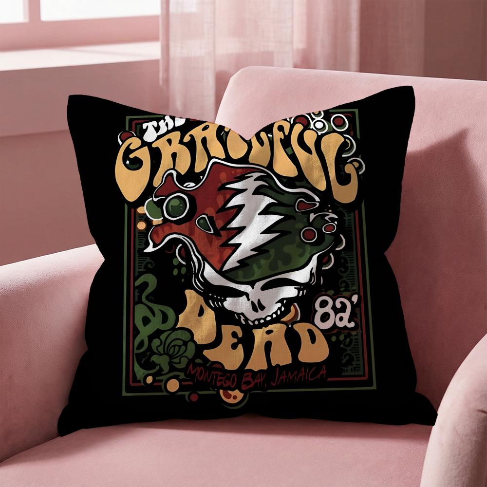 Grateful Dead Rock Band Cushion Cover Multi-Scene Pillow Cover for Home & Car - Reversible, Soft & Durable for Daily Use