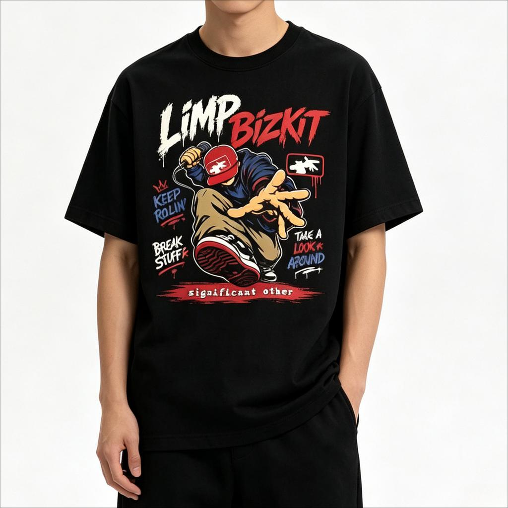 Hot Sale Summer Limp Bizkit Tshirt 90s Retro Rap Metal Band Music Fan Merch Shirt Unisex Vintage Streetwear Oversized Tshirt