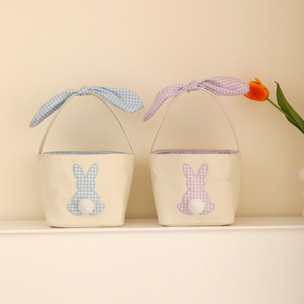 With handle Rabbit Basket Long ears Candy Bag New Easter Egg Basket  Easter decorations