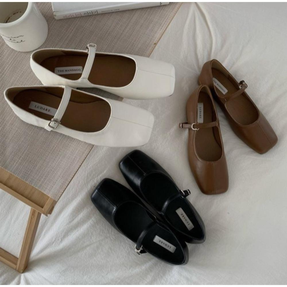 New Luxury Square Toe Women Ballet Flats Fashion SOft Sole Shoes 2026 Spring Ladies Elegant Street Style Mary Jane Shoes