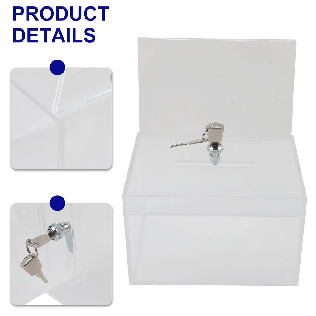Acrylic Donation Box With Lock Donation Box Portable Donation Box As Shown Clear Ballot Box Reliable Locking System