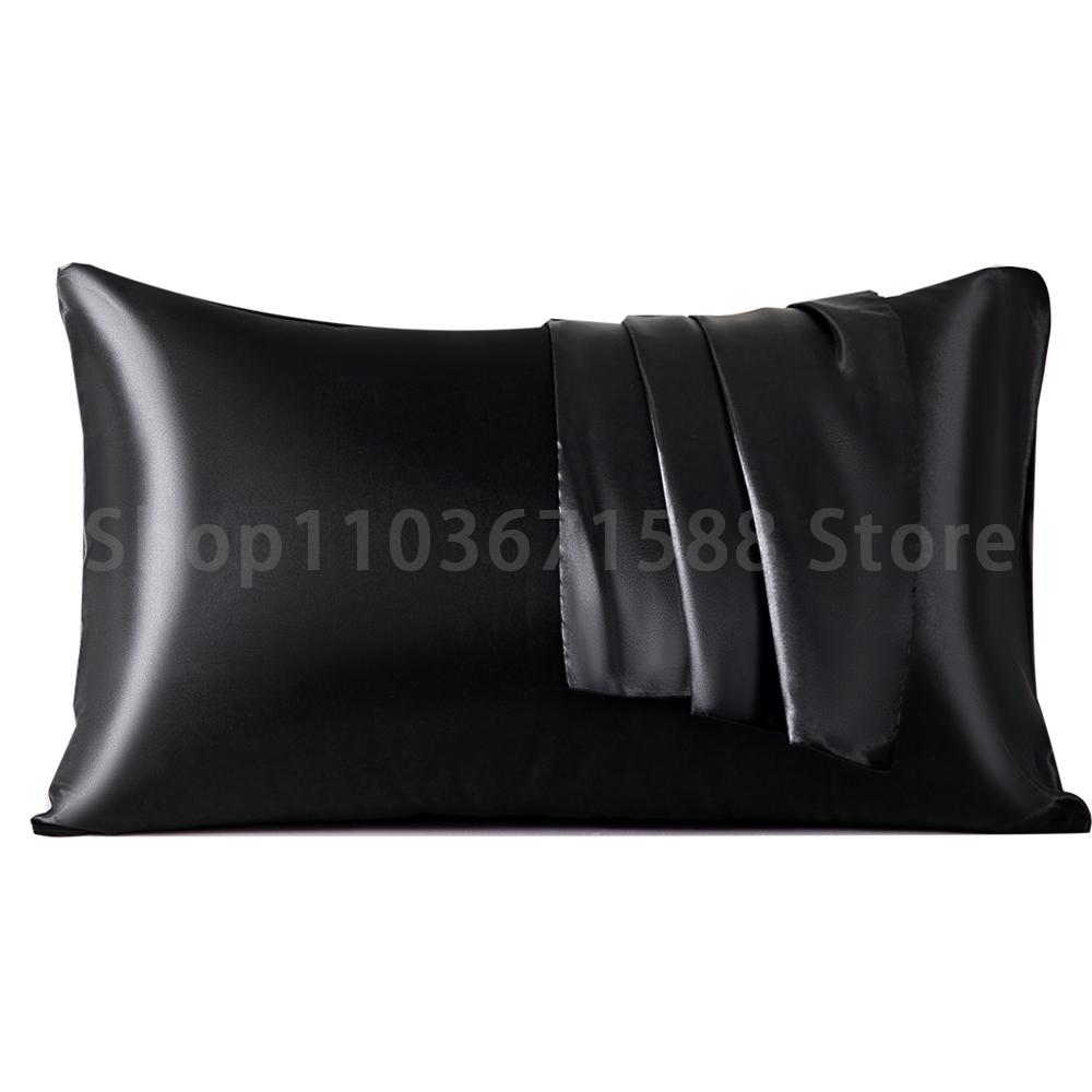 1pc Satin Pillowcase Breathable Soft Envelope Closure Satin Pillow Cases Solid Color Bedding Accessories Smooth Pillow Covers