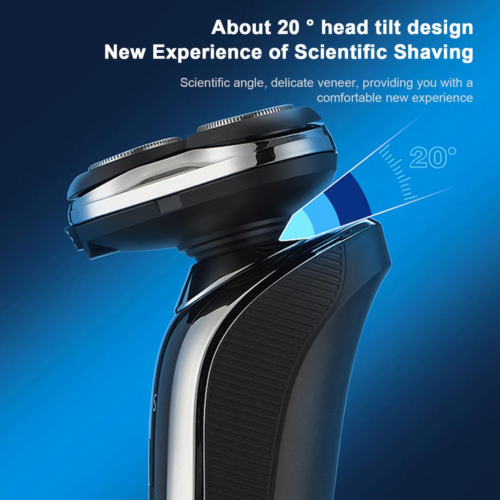 Electric Shaver for Men 3 Floating Heads Beard Razor Hair Clipper Facial Cleaner Massager Nose