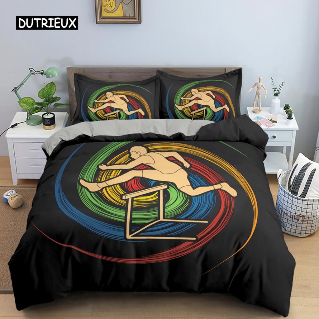 Sport Player King Queen Duvet Cover Skiing Action Bedding Set Teens Adults Extreme Sport Soft Black 2/3pcs Polyester Quilt Cover