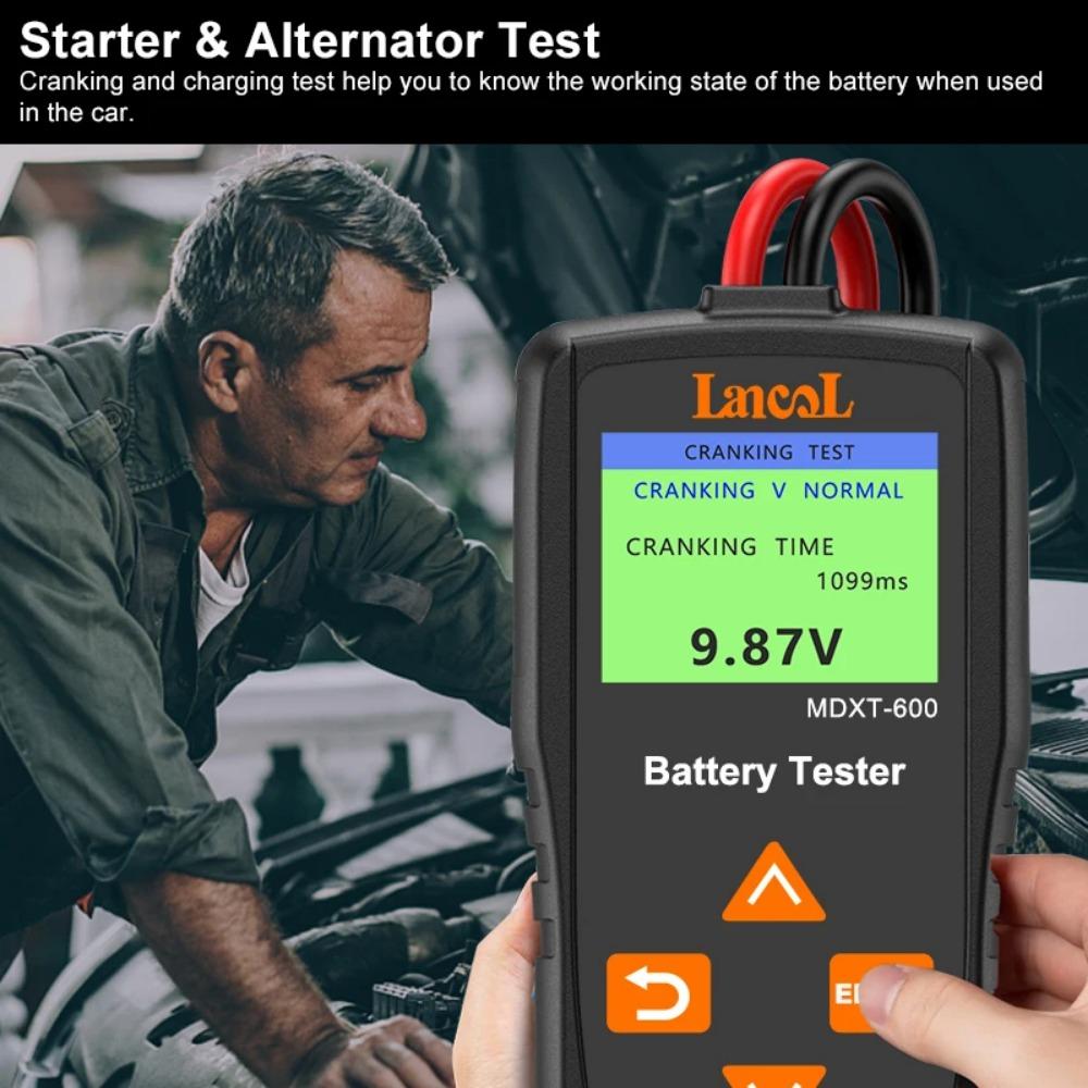 Lancol MDXT600 Car Battery Tester 12V Load Testers with Colorful LCD Screen 40-2000 CCA  Alternator Charging & Cranking System