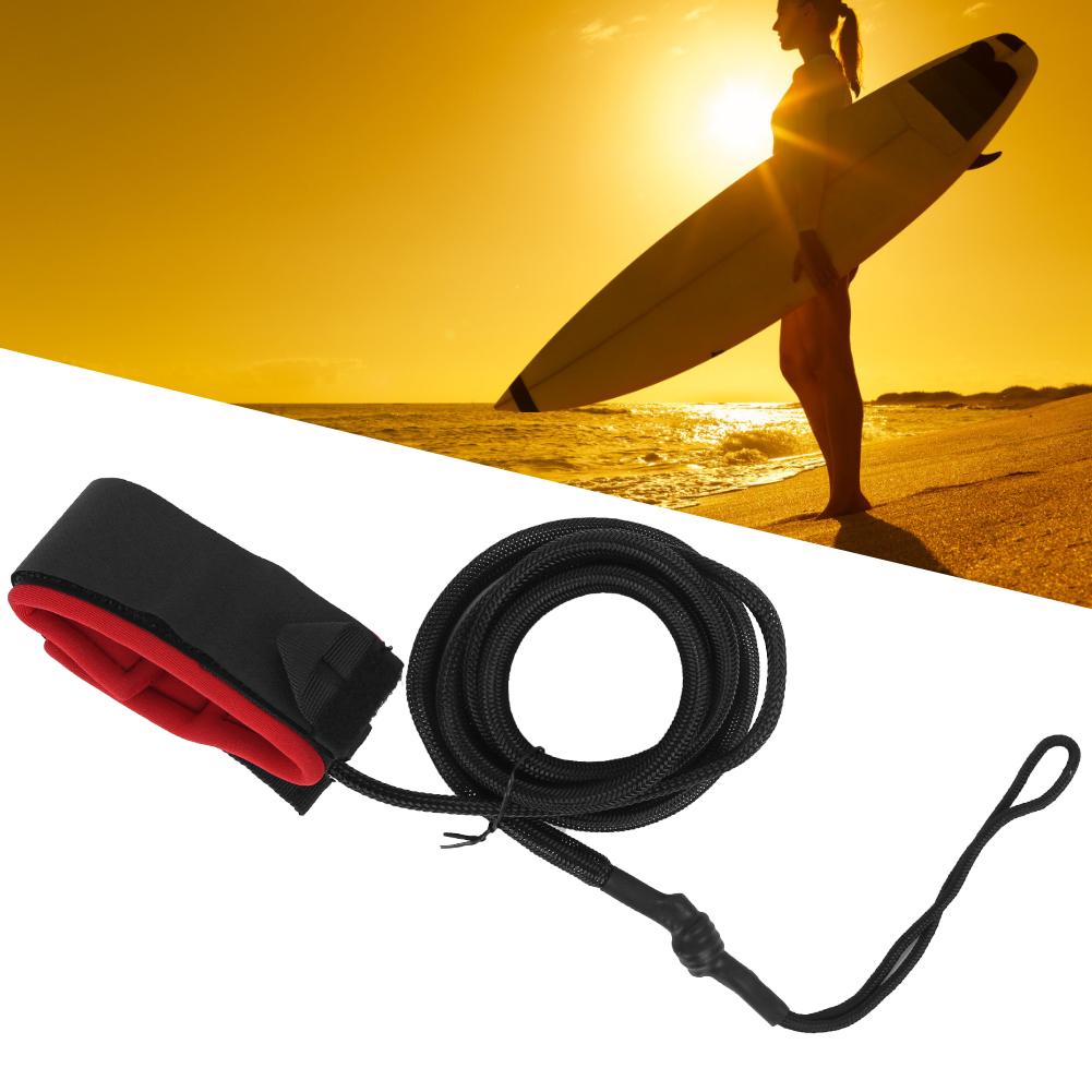 Surfing Kayak Leash Rope Boat Safety Paddle Hand Rope for Surfboard Surfing AccessoriesBlack Red