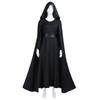 Women Black Hooded Cloak Cosplay Costume 3‑Piece Set
