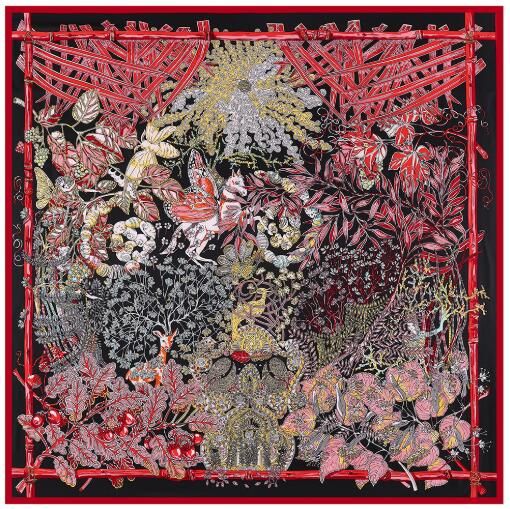 130CM Silk Scarf Women Large Shawls Flower Basket Print Stoles Square Bandana Horse Kerchief Scarf Female Foulards