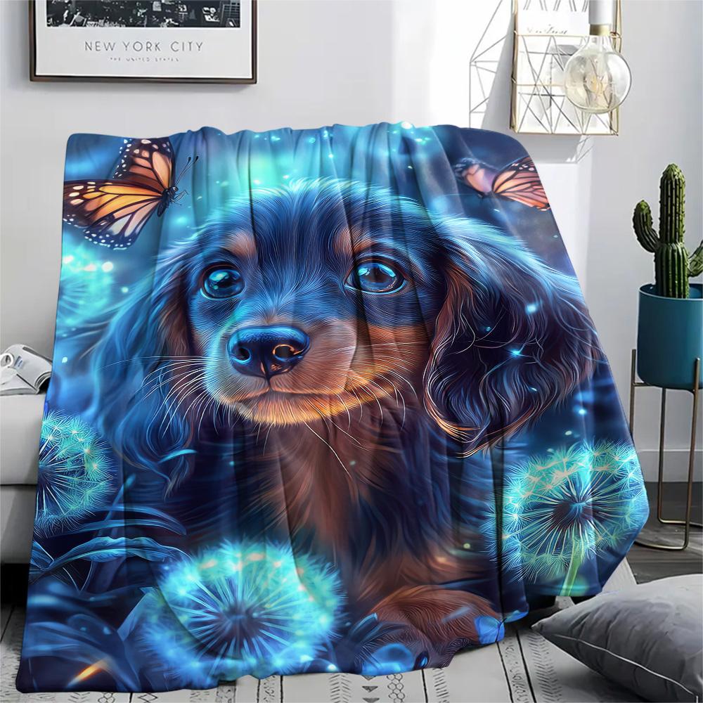 Dog Print Flannel Blanket, High quality Comfortable for All Seasons, Home Decor, Warmth and Comfort, Perfect for Christmas Gifts