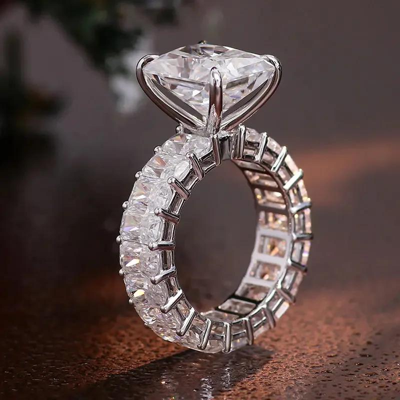 

Exaggerated Geometric Cubic Zirconia Ring Women s High End Banquet Dress Fashion Light Luxury Square Design Zircon 6