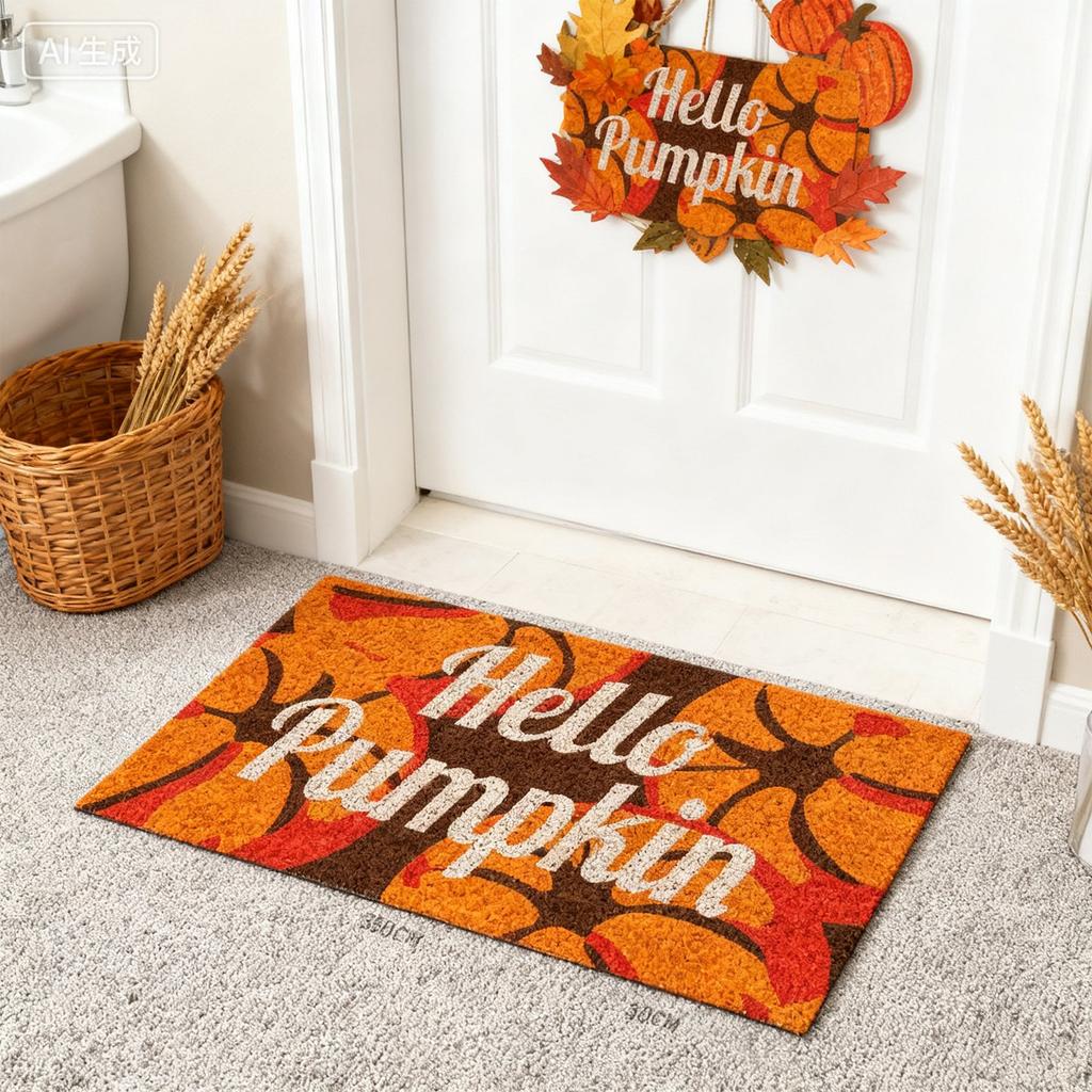 Fall Door Mat,Pumpkin Welcome Doormats Natural Coir Mats Non Front Door Rugs For Thanksgiving Decorative Entrance Porch Outdoors