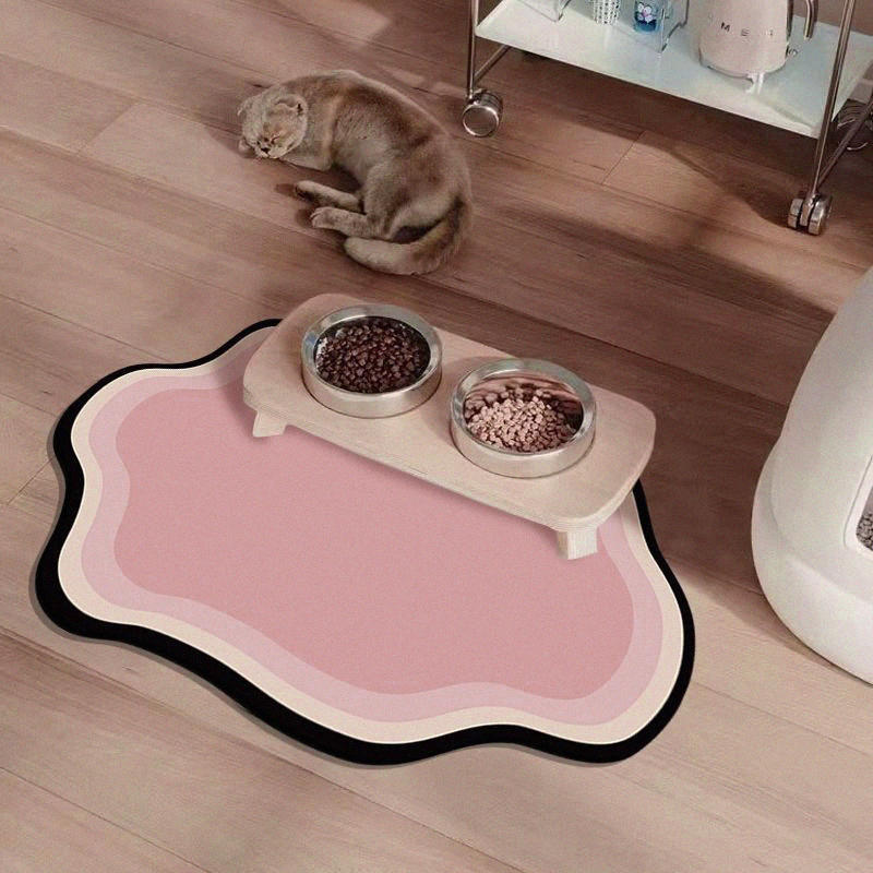 Pet Feeding Mat Cute Shape Dog Diatom Mud Bowl Mat Non-Slip Waterproof Home Decoration Pet Food Mat for Home Dog Feeding Prevent Food Spills