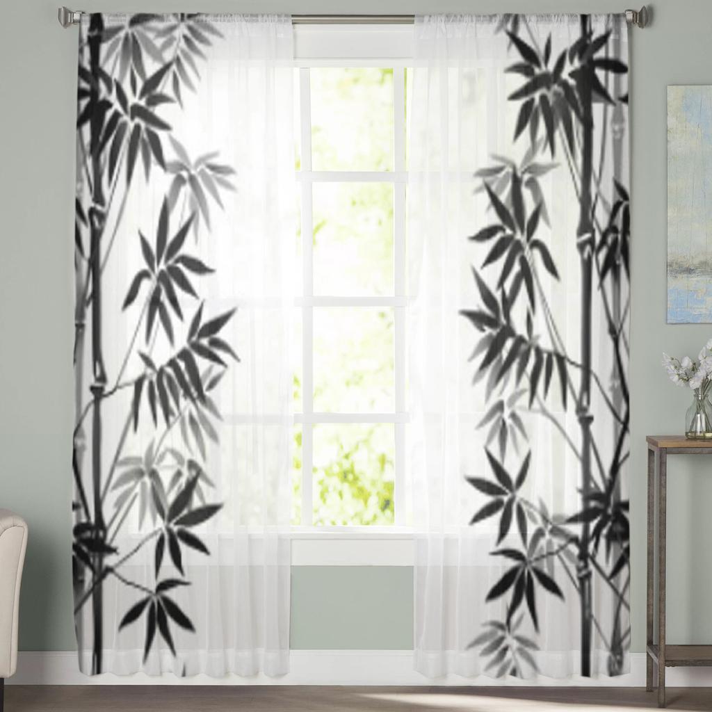 Bambus Gardinen für Schlafzimmer Wohnzimmer Tüllgardinen für Küchenfenster Voilegardinen