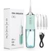 Portable Water Flosser USB Rechargeable Oral Irrigator 4 Jet Tips 220ml Tank 3 Modes IPX7 Waterproof 1400rpm Dental Care