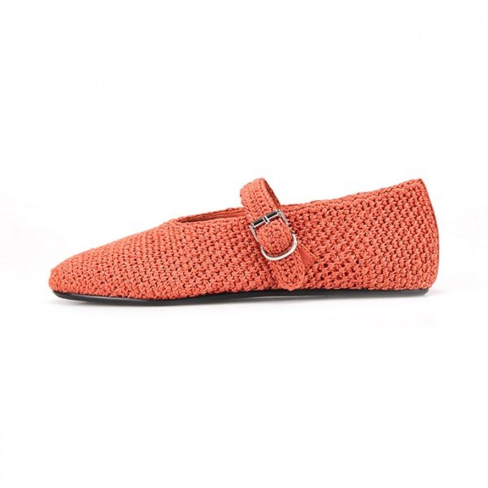 Barbara Handmade Knit Fabric Mary Jane Flat 0.5cm Bbj150or