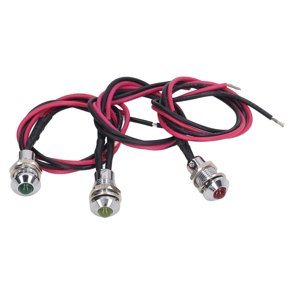 3 Stück LED Metall Kontrollleuchte Wasserdichte Signalleuchte mit Kabel für Auto LKW Boot 24V