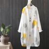 Primavera otoño mujer camisa estampado de moda manga larga dobladillo Irregular Anti sol solapa abrigo largo para uso diario